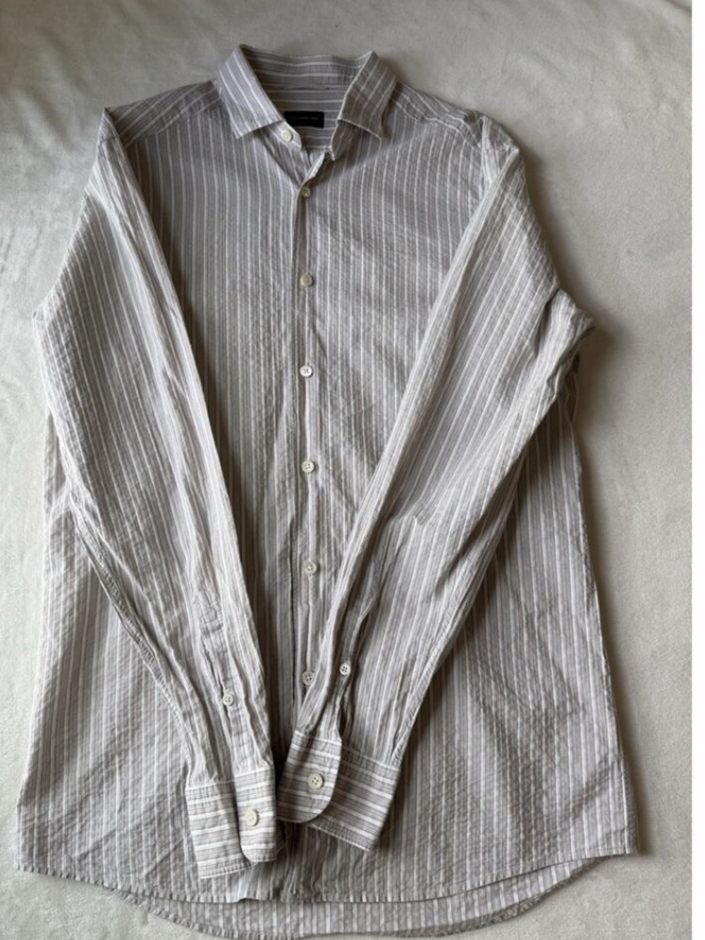 Ermenegildo Zegna White Striped Button-Down Shirt